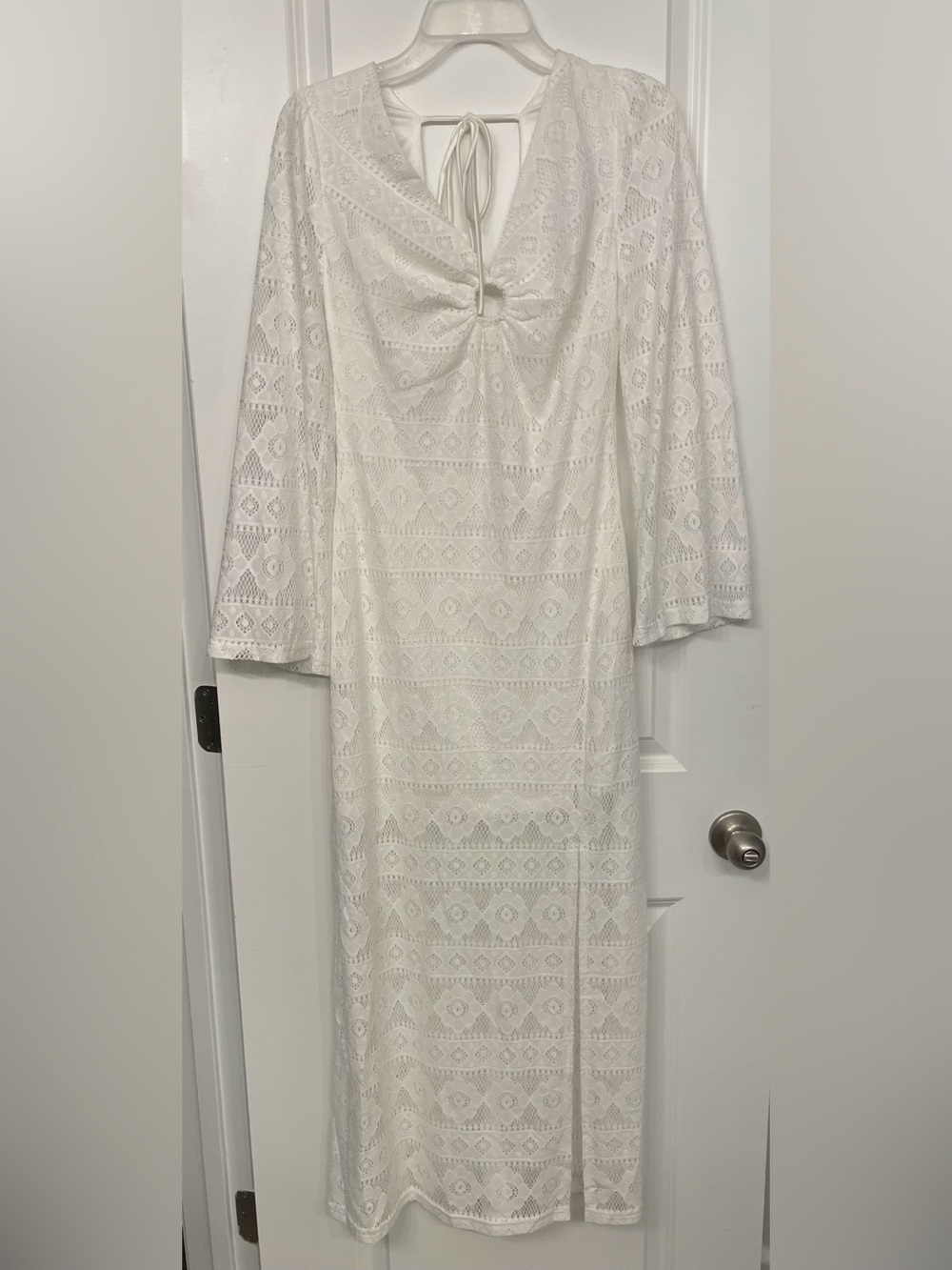 En Crème Boho White Dress Maxi Lace Dress in White Size Medium NWT